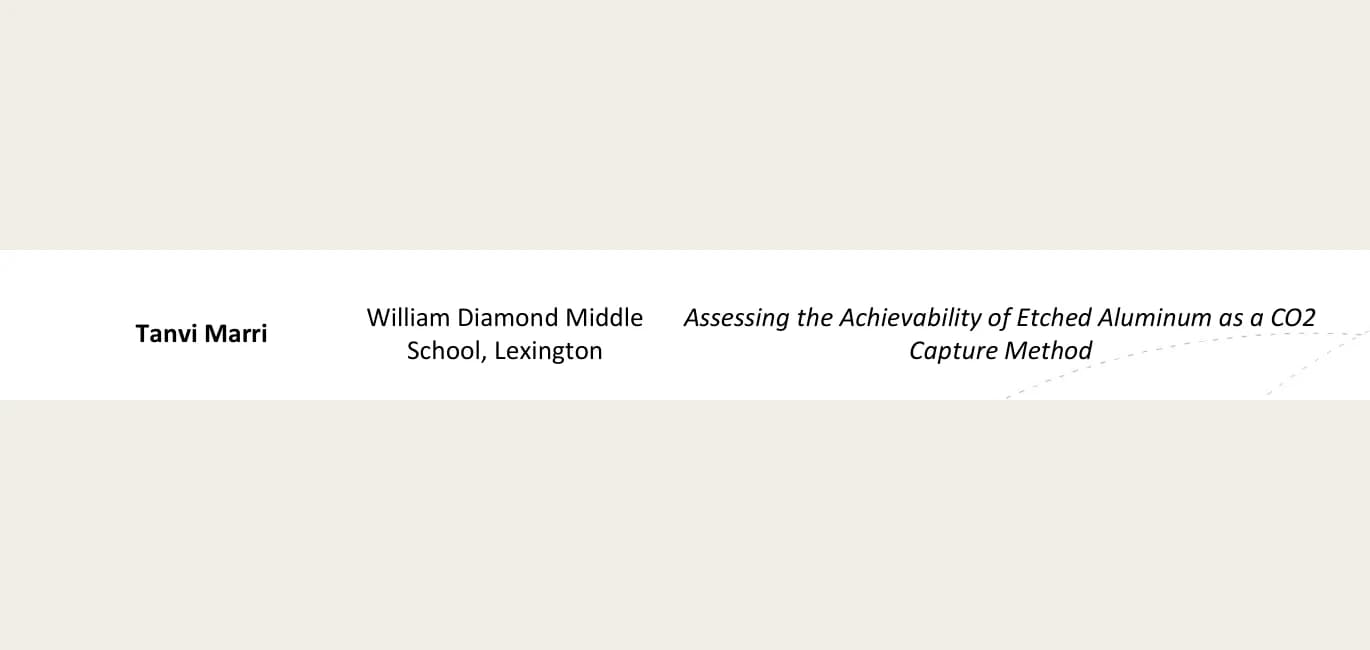 Official Massachusetts Science and Engineering Fair listing for Tanvi Marri's etched-aluminum carbon-capture project